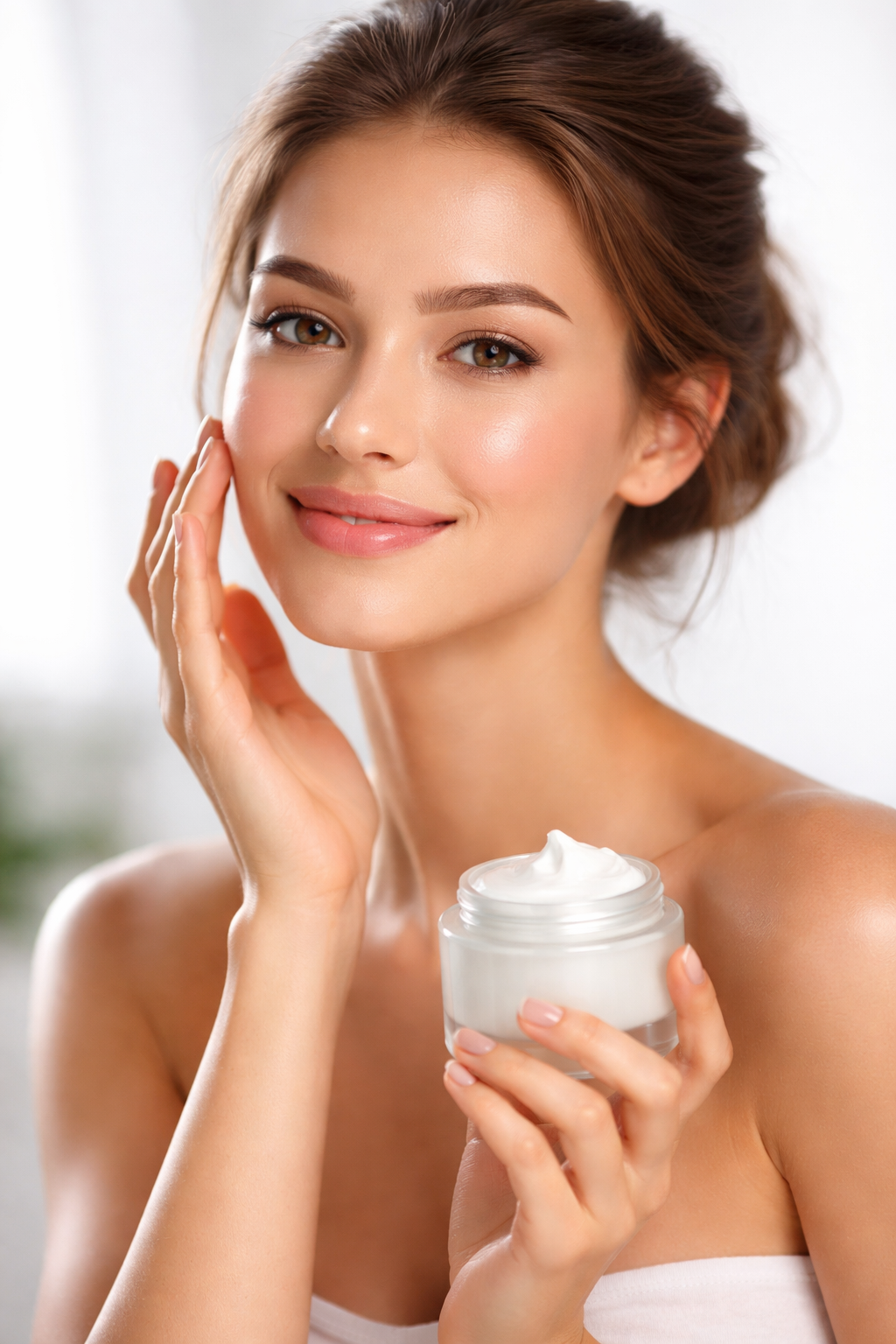 Luxury skincare products arranged minimally